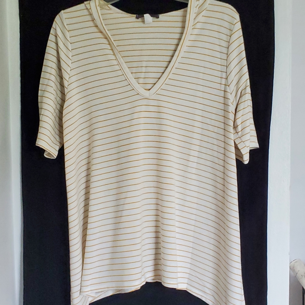 Gyft/ Yellow Striped Hooded Top